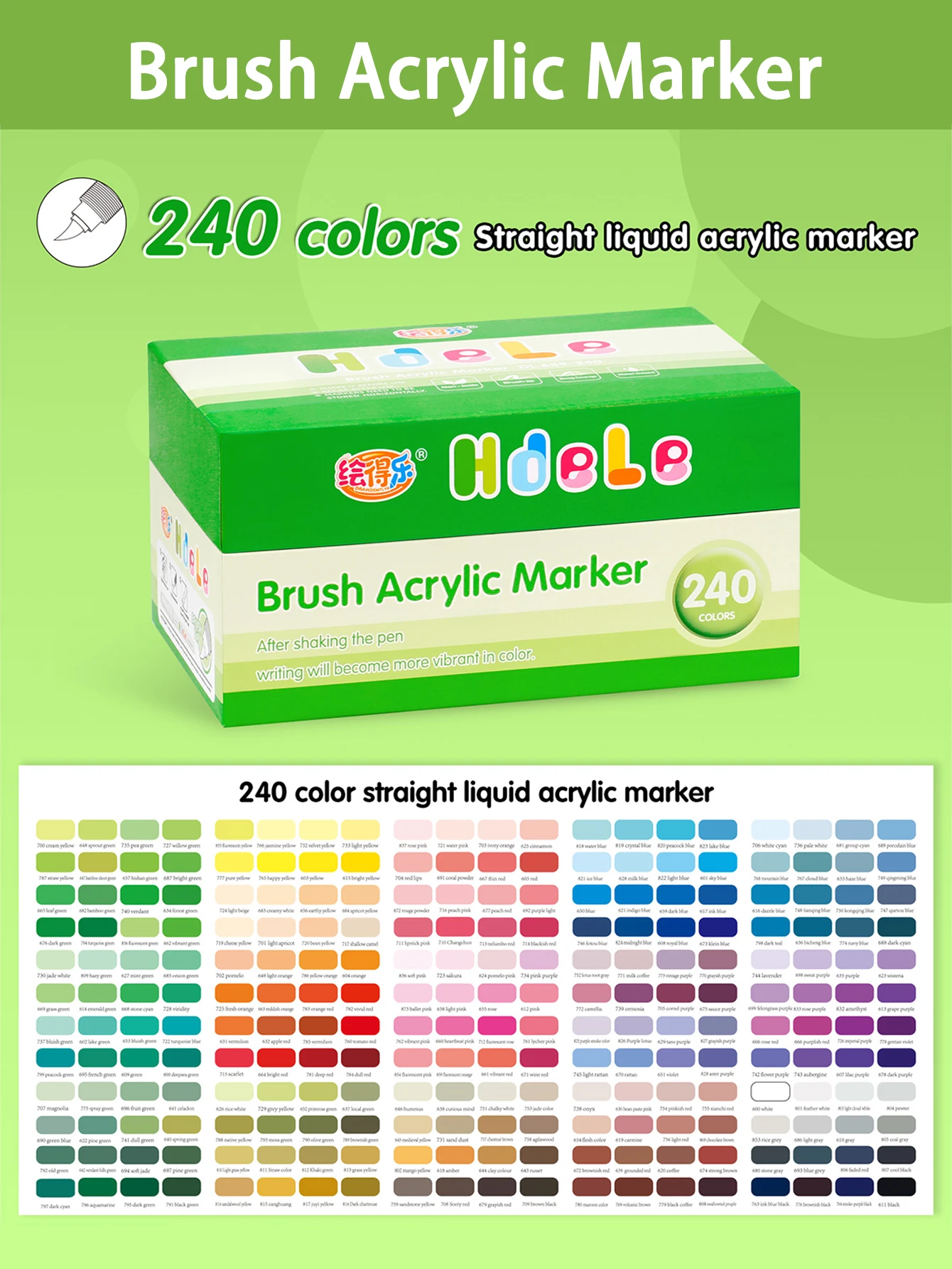 Hdele 240/72/24/8 Farben Pinsel-Acrylmarker-Set, für Notizbücher, DIY-Graffiti-Zeichnen, Acrylfarbstifte für Studenten – Detail 14