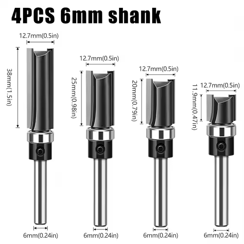 1pc 6mm 1/4"Shank Bearing Straight Router Bit Copy Trimming Cutter Line Cutter Trimming Machine Milling Cutter Woodworking Tools - Image 7