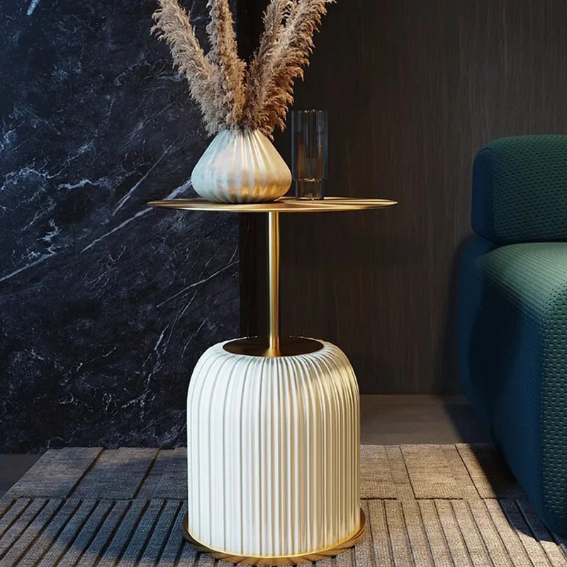 Italian Modern Round Side Table Nordic Minimalist Designer Popular End Table Living Room Accent Furniture Instagram Luxury Style
