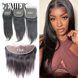 4x4 5x5 6x6 Lace Closure 13x4 Lace Frontal Natural Black Brazilian Straight HD Transparent Lace Human Hair Closure For Women