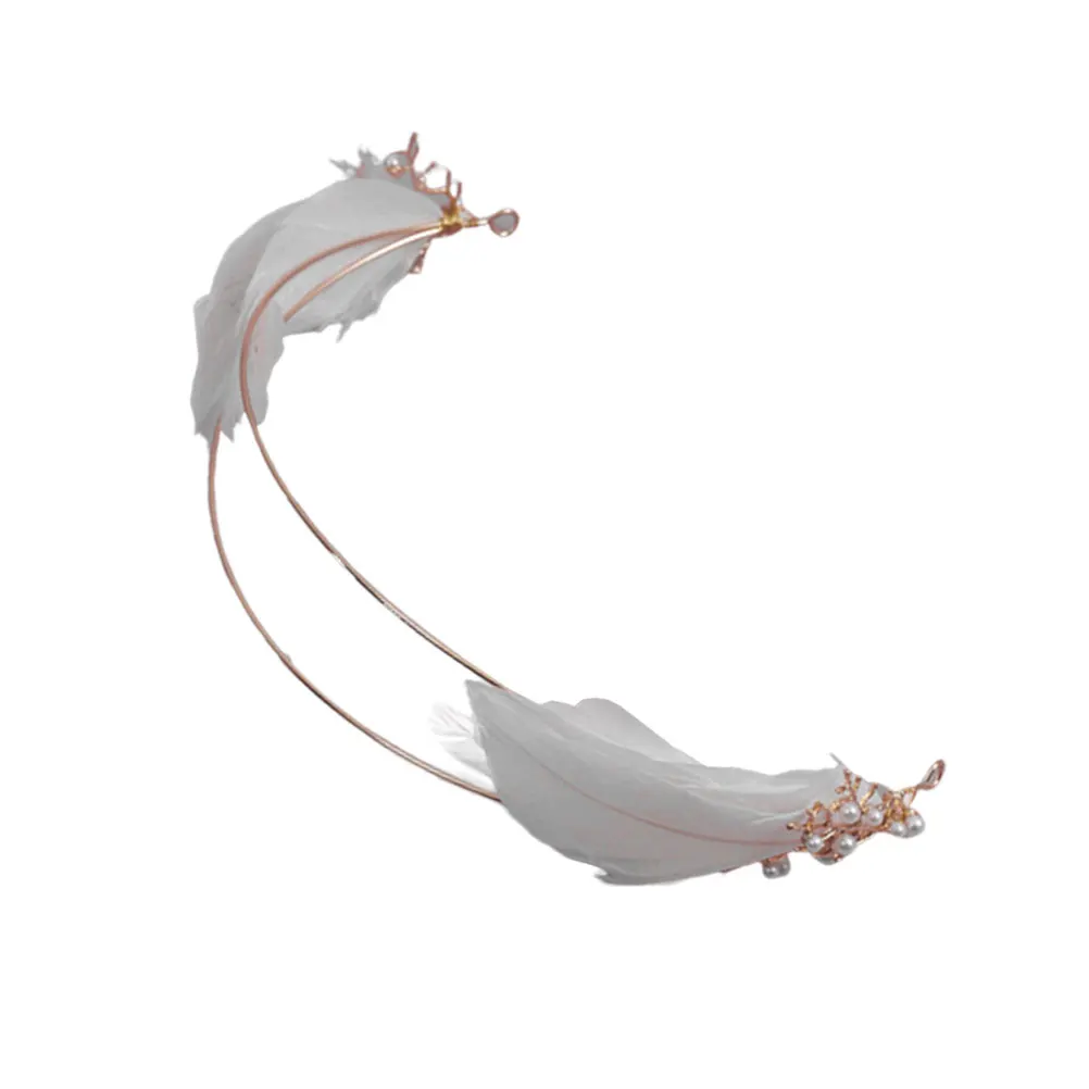 

Gorgeous Artificial Feather Copper Circular Hoop Headband Elegant Women Hair Band