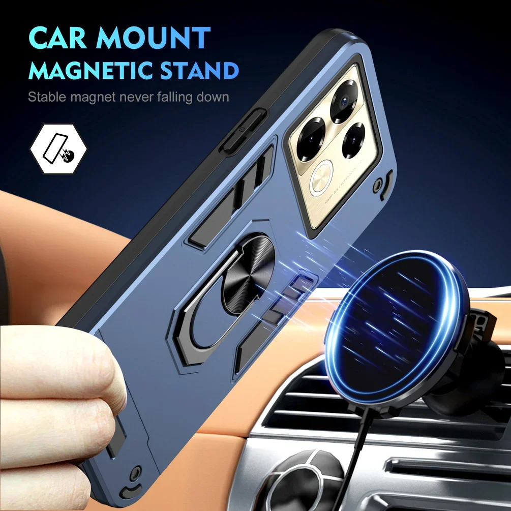 Multiple Layers Car Holder Stand Case for INFINIX Note 40 Pro 30 VIP 30 Pro Infinix Hot 40 40i 30i 30 Play Camera Protect Cover