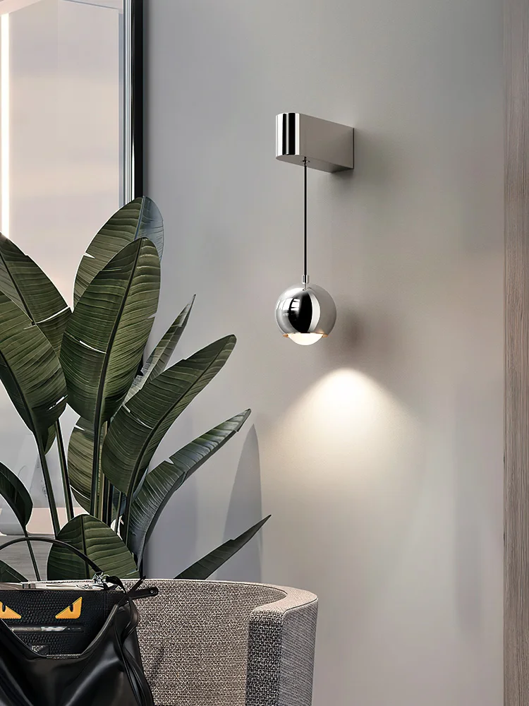 مصباح جداري لغرفة النوم بجانب السرير، مصباح إيطالي بسيط فاخر قابل للتعديل، مستشعر مسح يدوي يعتم، مصباح خط معلق