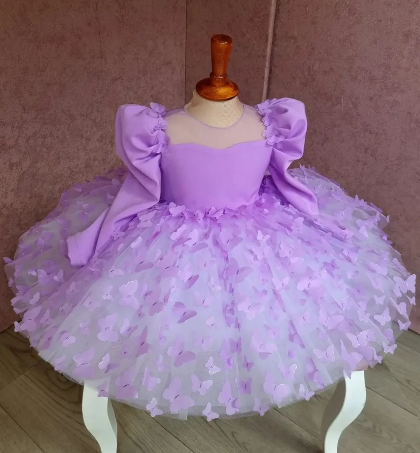 Lovely 12M 24M Baby Girl Dress Birthday Prom Party Dresses Toddler Baptism Gown Photo Shoot Princess with Bow