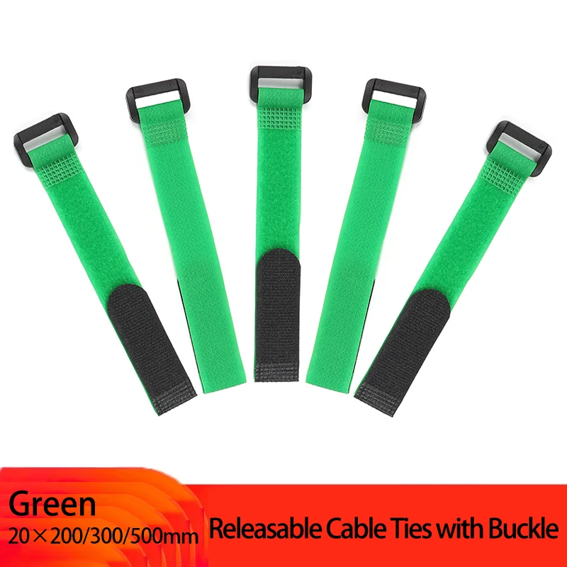 Green 20×200/300/500mm Cable Tie Non-slip Firm Reverse Buckle Fishing Tackle Rod Holder Accessories Reusable Self Adhesive Ties