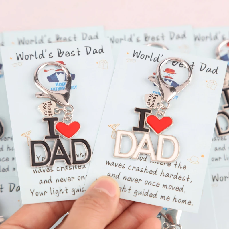 10Set“TFor Dad”and“Thank You”Father's Day series keychain set and“The best dad in the world”Cards and car trailer keychains are