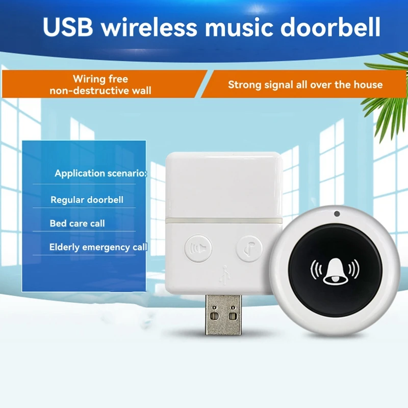 Wireless Doorbell Smart USB Doorbell Door Night Wireless Doorbell Receiver For Bed Care Call