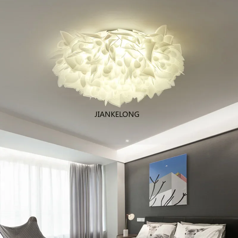 Bedroom Lamp 2024 New Model Room Nordic Light Luxury Creative Petal Bedroom Chandelier Ins Net Red Lamp Feather Ceiling Lights