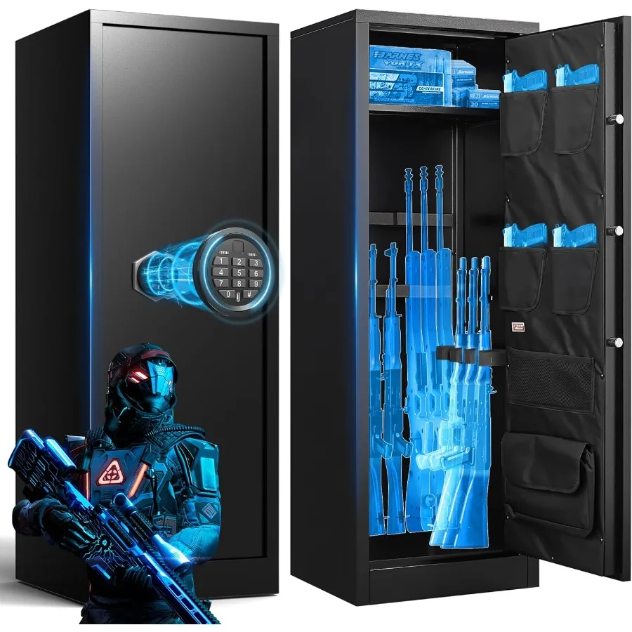 

Большой сейф для пистолета с цифровой клавиатурой для винтовки и пистолетов, решение для хранения огнестрельного оружия с двойным сигналом и функцией отключения звука.