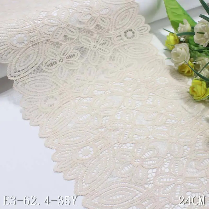 2Yards lace manufacturer 24cm ivory stretch floral lace trim for underwear