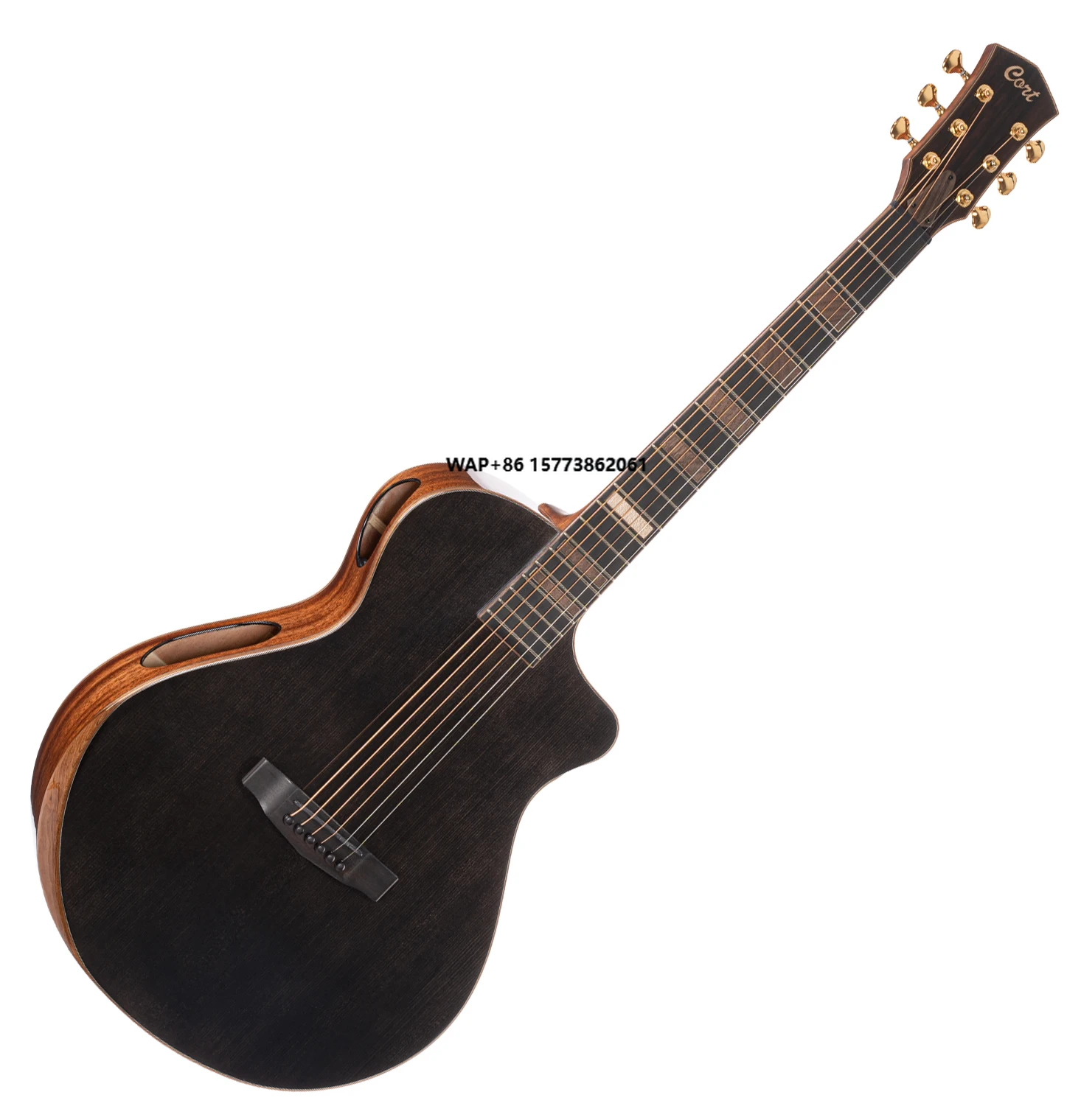 Premium Acoustic Guitar Modern Black Electric Guitar with Solid Top and Fishman Pickup Mahogany Body