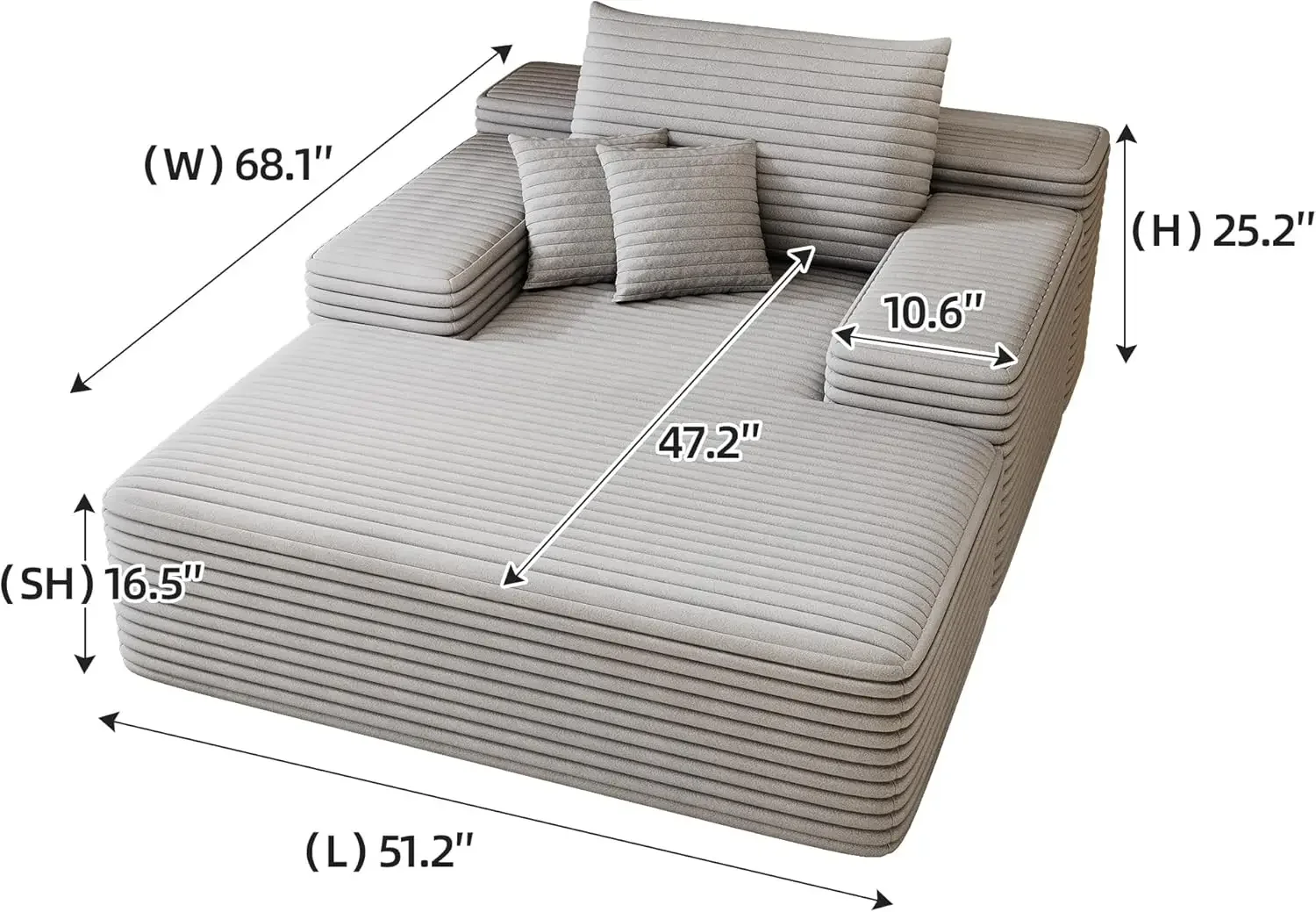 كرسي استرخاء كبير الحجم من إسفنج الذاكرة لغرف النوم وغرف المعيشة، أريكة سحابية مع رمي لراحة السرير النائم #2