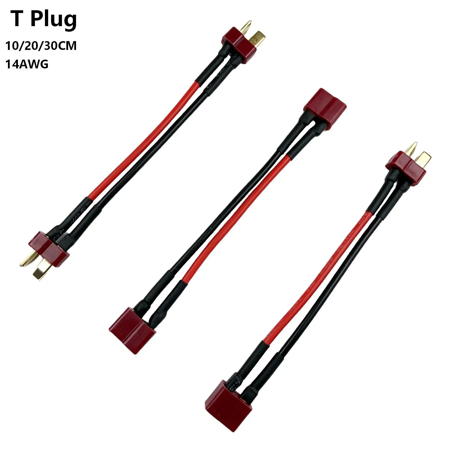 T Plug Male Female Connector 10/20/30CM 14AWG Tinned Copper High Temp Silicone Wire for RC Lipo FPV Drone Charger