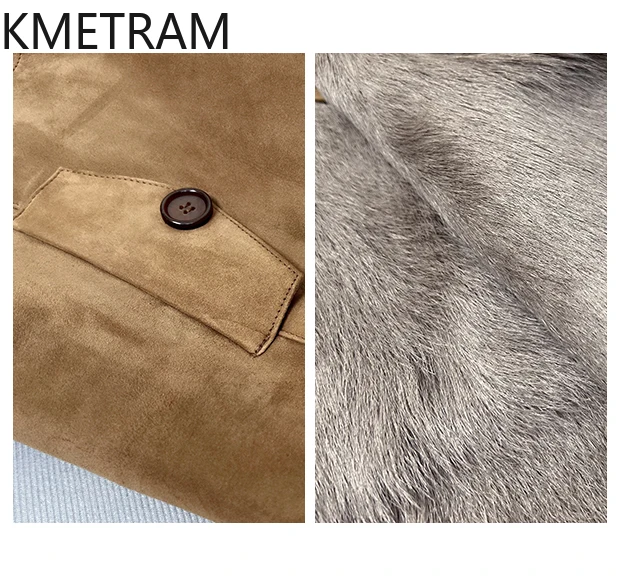 Natural Goatskin Wool Double Faced Fur Jacket Women Caramel Real Fur Coat Winter Leather Jackets Woman Clothing 2025 abrigos