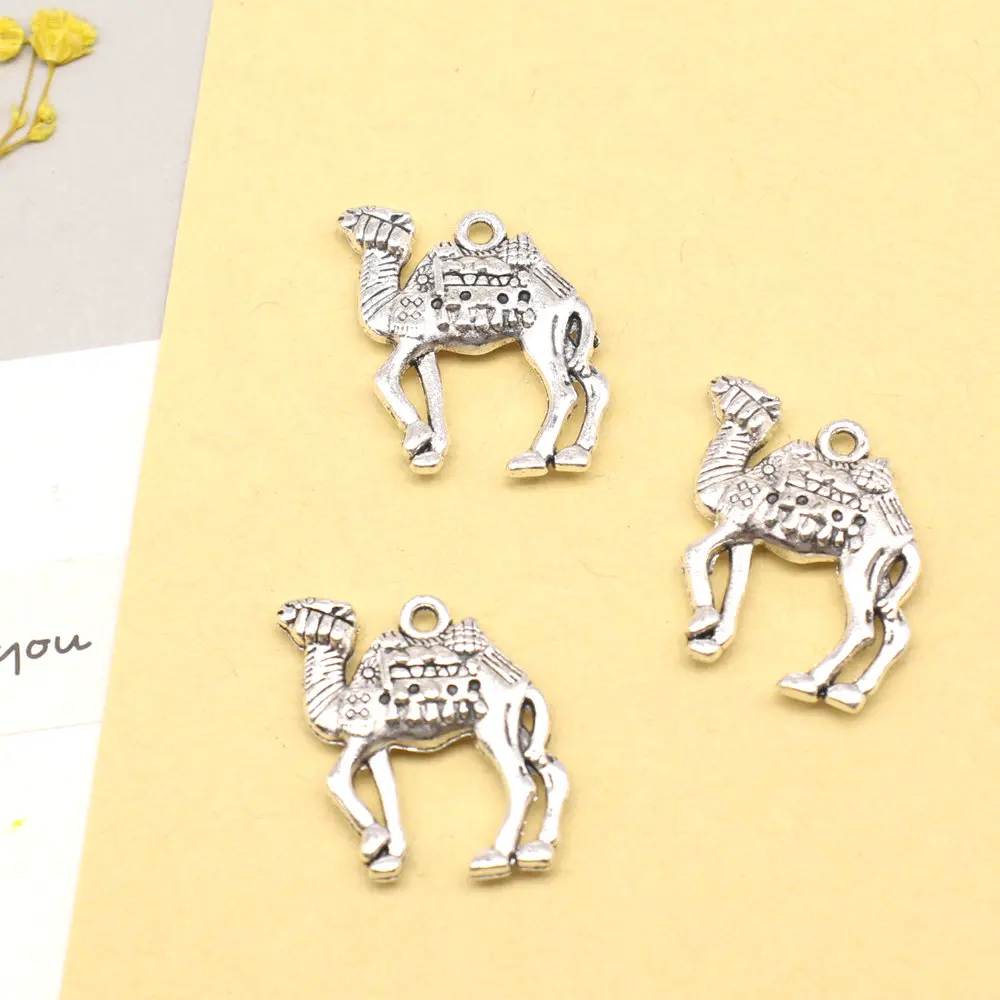 Camel Charms Pendants For Earrings Craft Supplies Beautiful Jewelry 20x23mm 5pcs Antique Silver Color