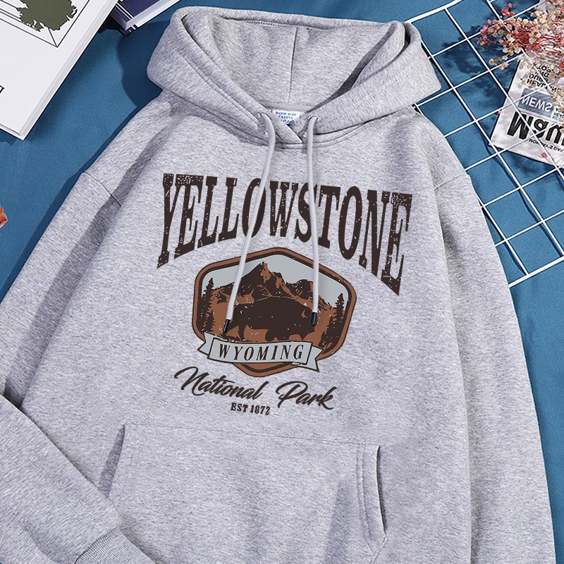 Yellowstone Wyoming Printing Hooded Mens Fashion Loose Sport Shirts Unisex Vintage Sweatshirts Streetwear Breathable Clothes