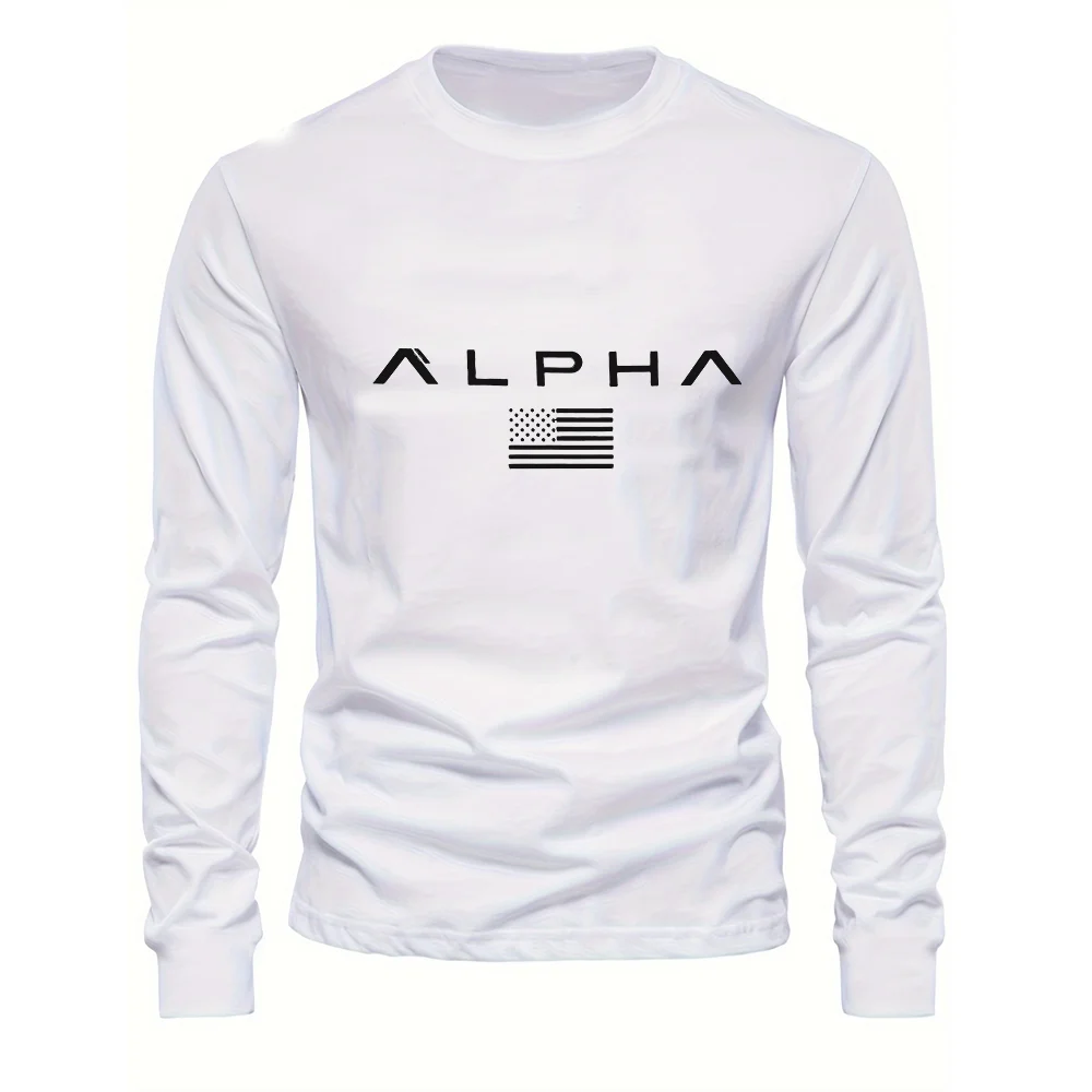 تي شيرت رجالي أساسي لخريف وشتاء 2026 مريح غير رسمي رياضي سويسري مطبوع برقبة دائرية وأكمام طويلة ملابس دافئة #3