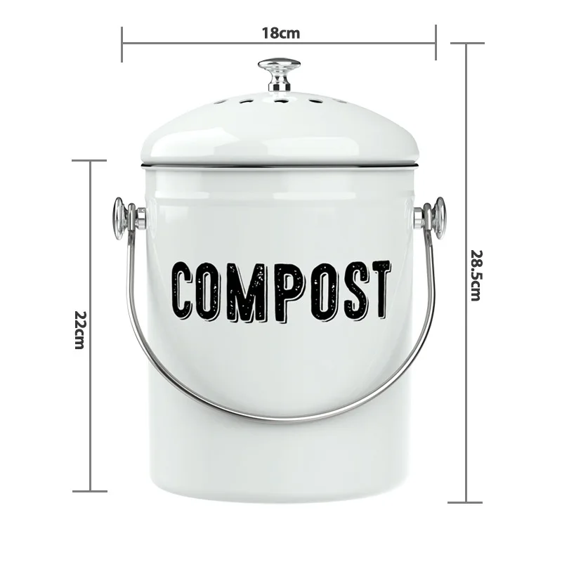 Metal Trash Can Family Kitchen Countertop Sealed Deodorant Treatment Compostable Stainless Steel Trash Can with Lid