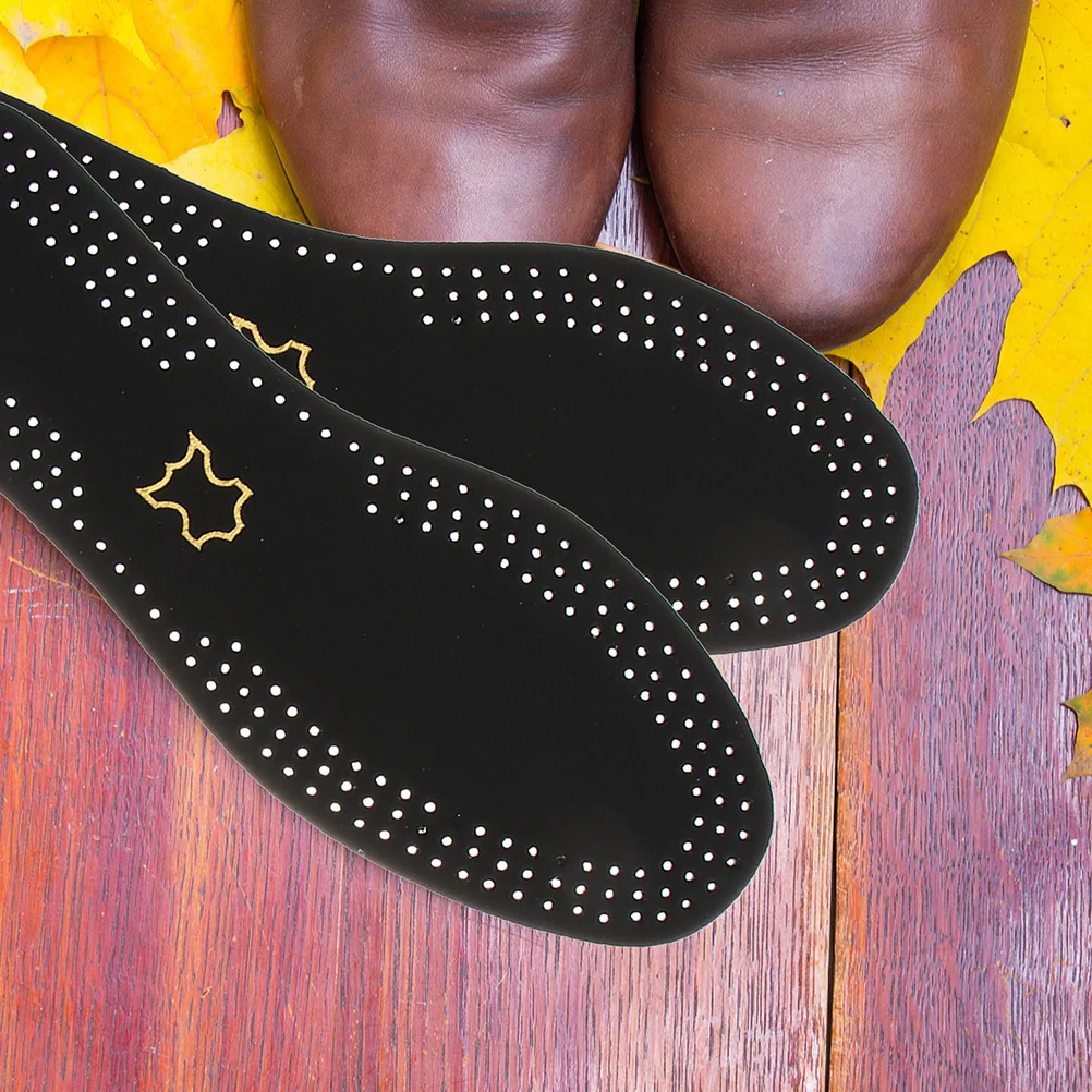 

3Pairs Cowhide Shoe Insoles Durable Nonslip Breathable Sweat Absorbing Replacement Pads for Dress Boots Size 38