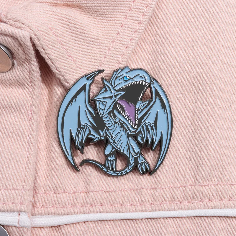 Anime Yu-Gi-Oh Blue-Eyes White Dragon Brooch Enamel Pin Anime Game Peripheral Badges Lapel Backpacks Jewelry Accessories Gift