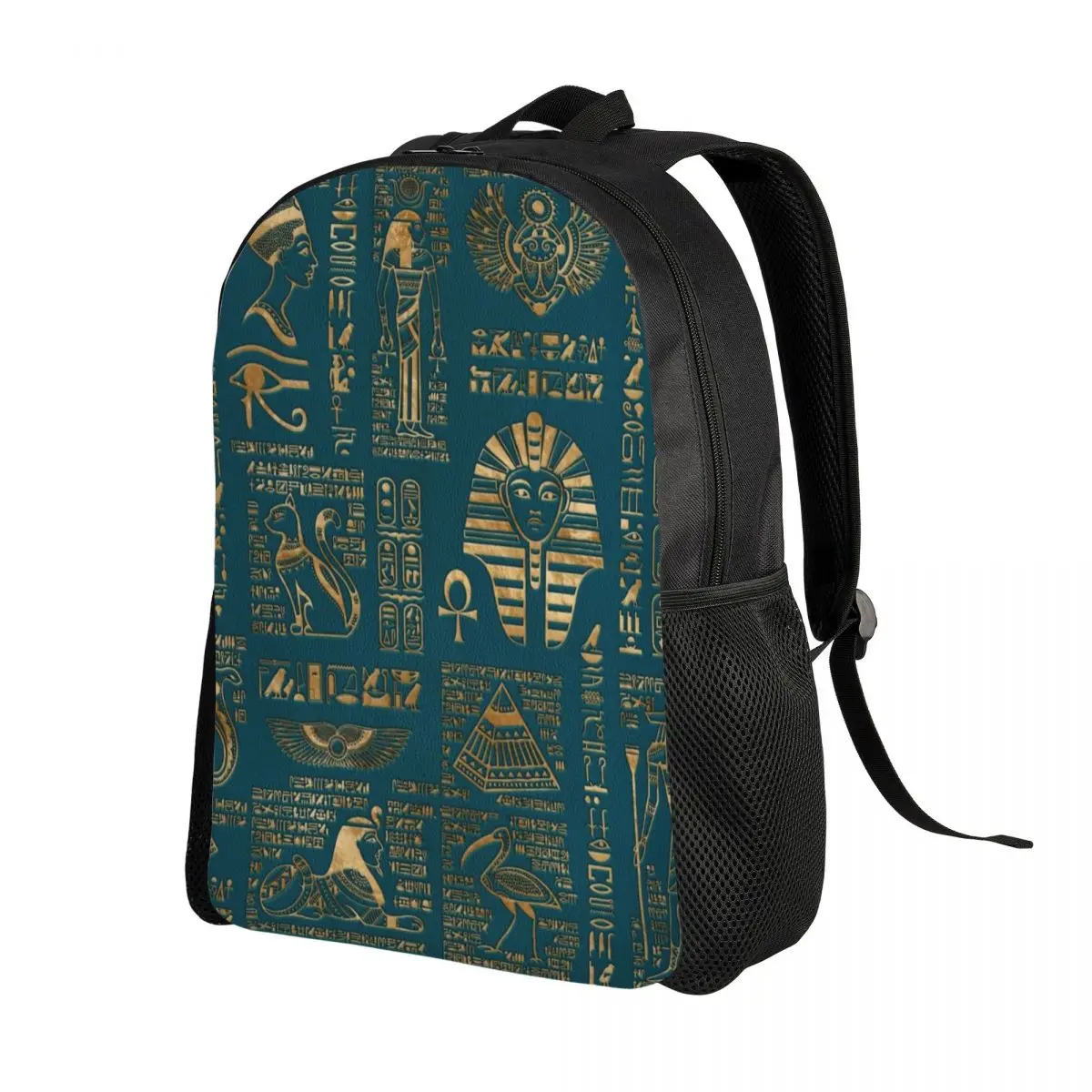 Custom Egyptian Hieroglyphs And Deities Backpack  College School Students Bookbag Fits 15 Inch Laptop Ancient Egypt Pharaoh Bags