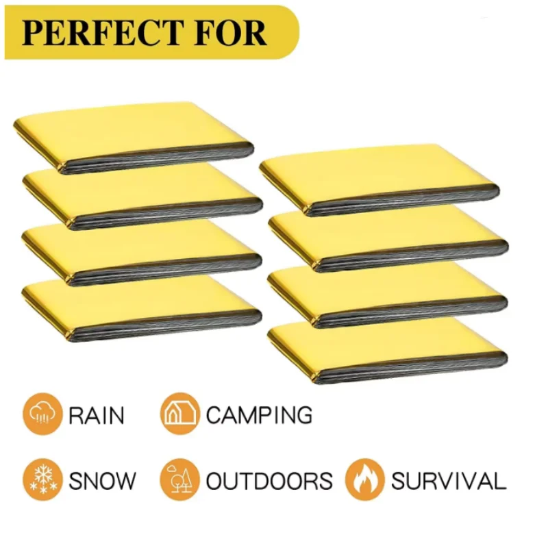 Portable Lightweight Aluminum Foil Rescue Blanket Heat Reflective Waterproof First Aid Survival Wrap for Outdoor Trauma & Emerge