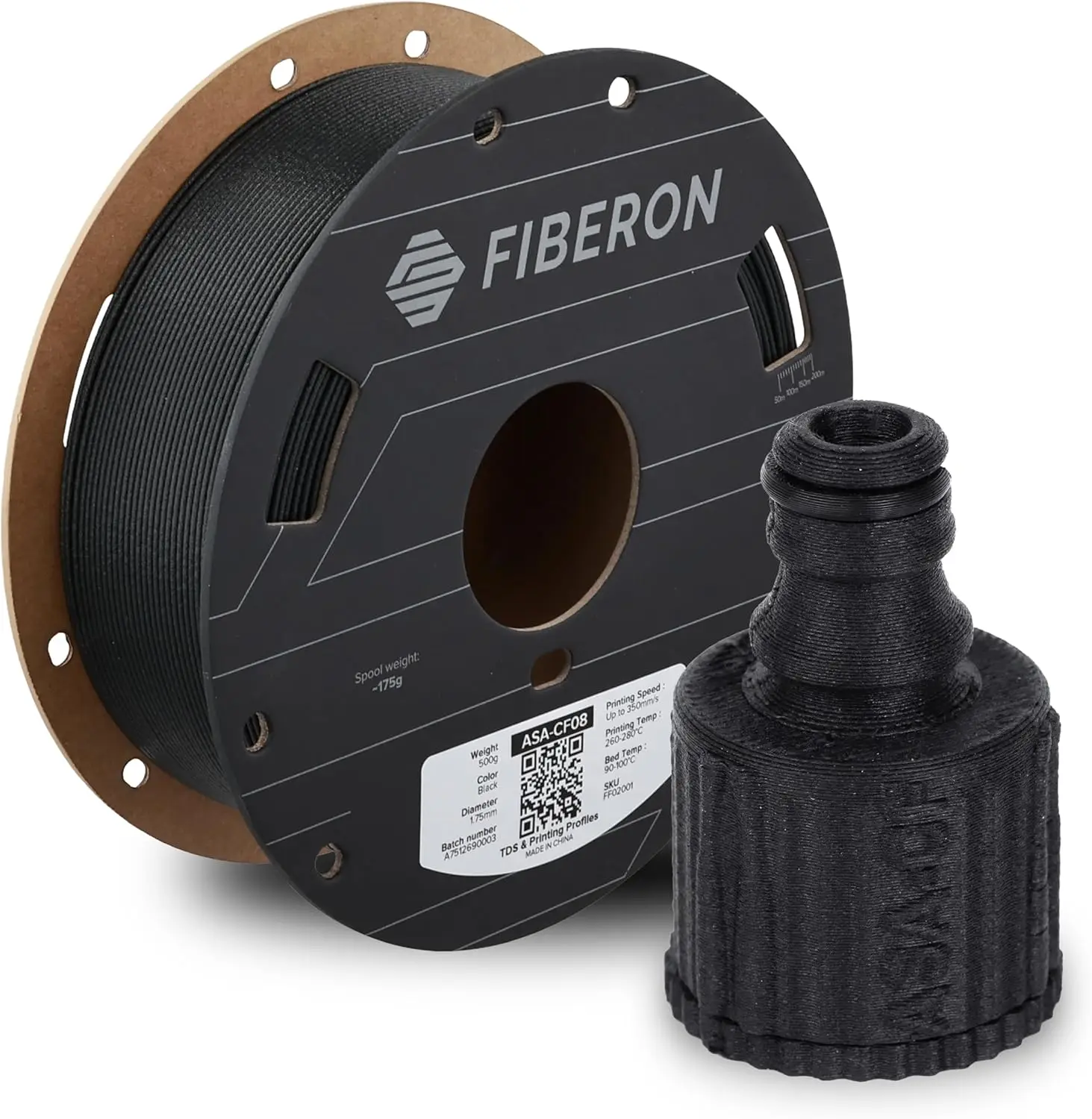 

Polymaker Fiberon ASA-CF08 Black Carbon Fiber 3D Printing Filament 1.75mm 0.5KG, UV & Weather Resistant, High Rigidity