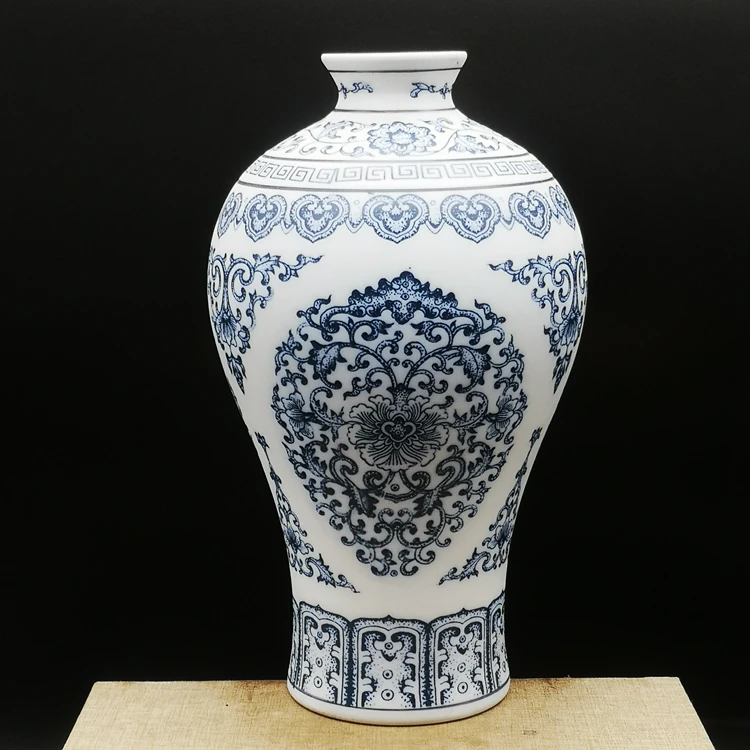 

Jingdezhen Ceramic Vases Flower Vase Blue and White Thin Bodies Non Glazed Plum Vase Chinese Living Room Decoration Antique Vase