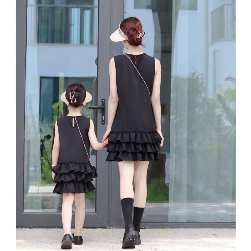 2024 Mother and Daughter Matching Clothing Women Dress for Mom and Me Equal Elegant Dresses Summer Baby Girls Elegant Clothes