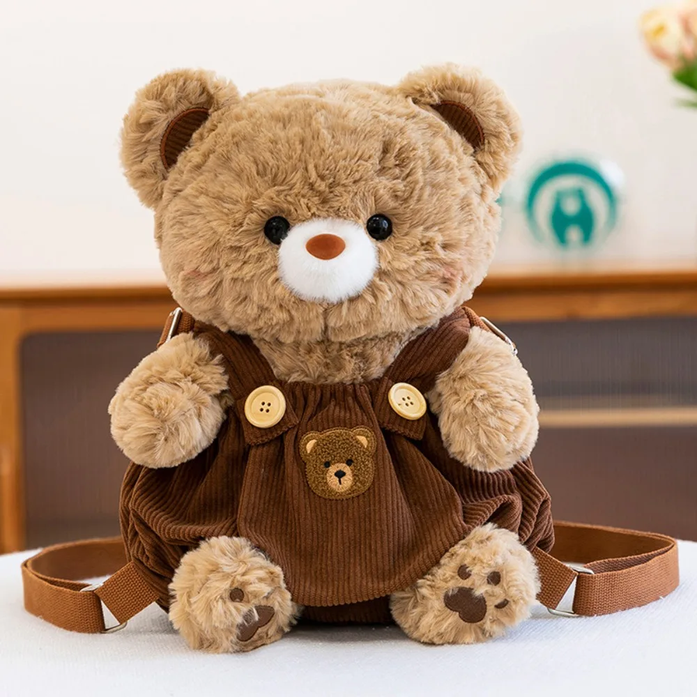 Furry Teddy Bear Backpack Lightweight Adjustable Straps Panda Storage Pouch Versatile Portable Stuffed Toy Bag