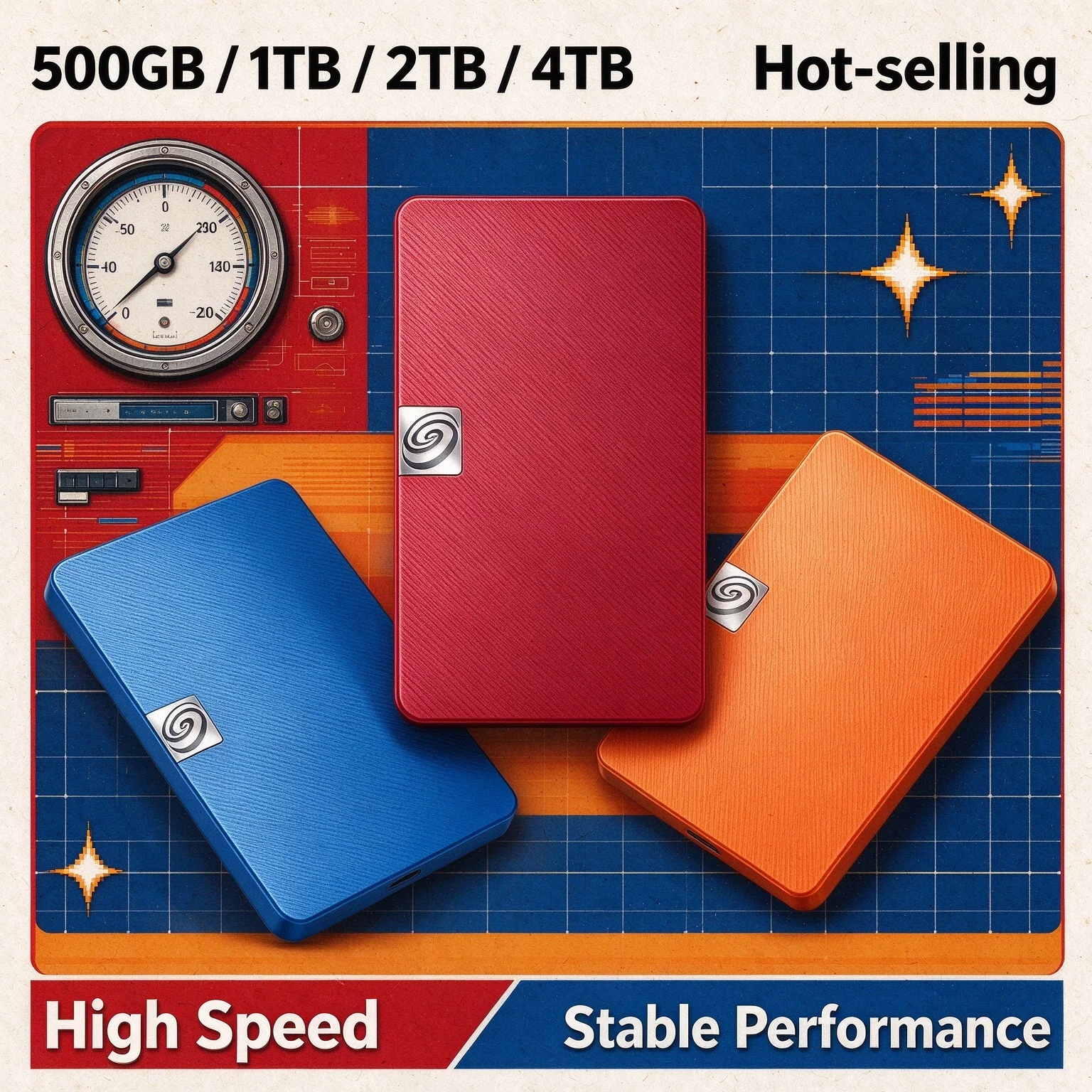 PC Mac Windows Laptop External Mobile Hard Disk 1TB 2TB 4TB 500GB USB 3.0 Storage Device Data Backup File Save