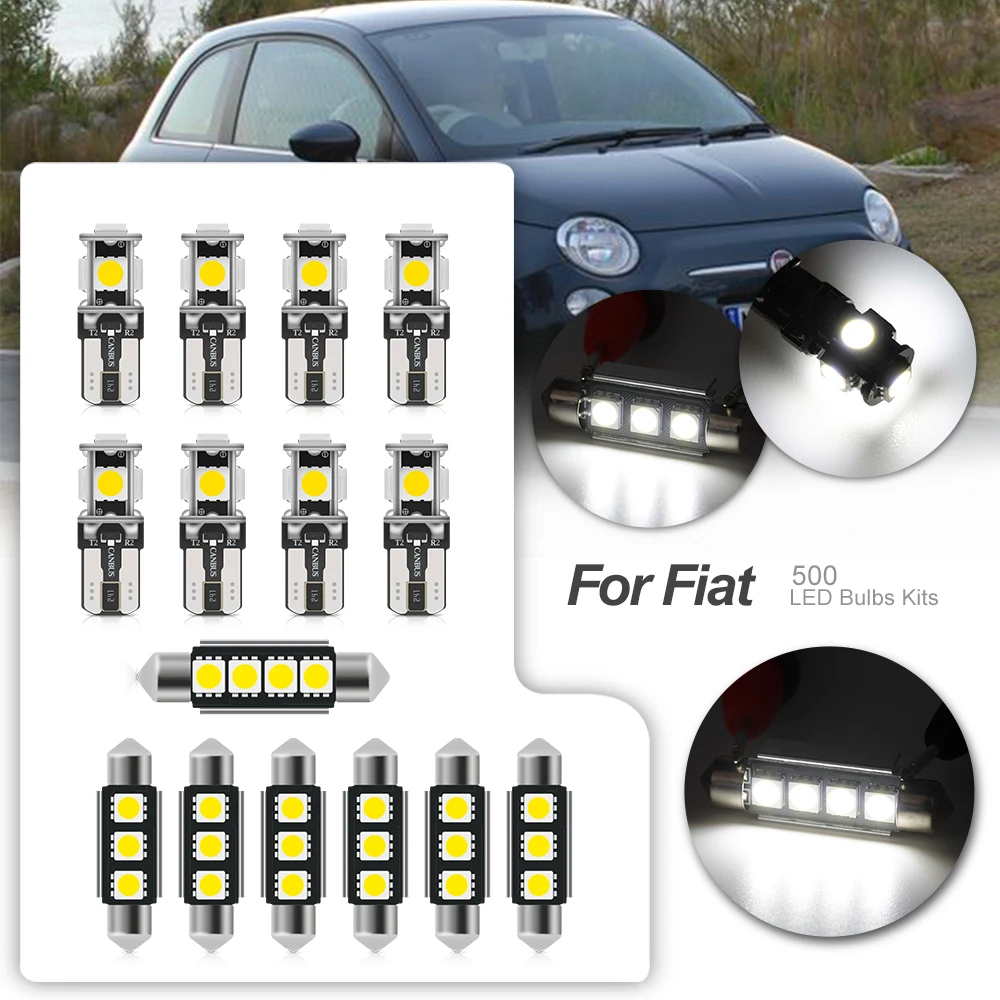 Car LED bulbs Interior Reading dome map Light Kit For Fiat 500 500L 500X 500C 500E trunk light glove box light