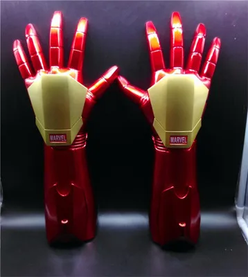 Disney Wearable 1:1 Iron Man Gloves for Kids Glow Gloves Laser Cosplay Props Model Toys Superhero Halloween Party Christmas Gift