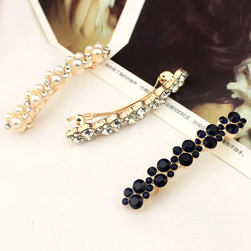 Korean Sweet Crystal Pearl Hair Clips Pins Elegant Women Barrettes Hairpins Hairgrips Fashion Hair Accessories Headwear