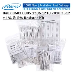 (50-4000Pcs) Set of Resistors 0603 0805 1206 1210 0402 2010 2512 SMD Resistor Assorted Kit 0R-1M Sample pack 10R 100R 1K 10K Ohm