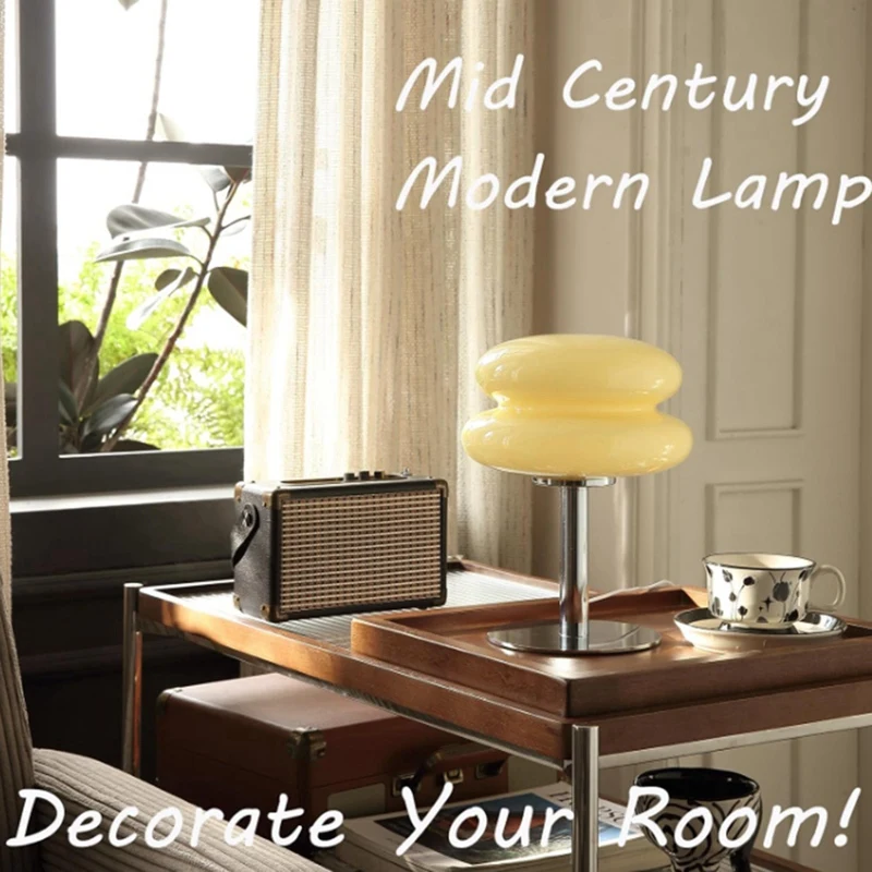 LICE-Retro ไข่ Tart โคมไฟ MID Century Modern โคมไฟเห็ด USB โคมไฟตั้งโต๊ะ Trichromatic Dimming ห้องนั่งเล่นบรรยากาศโคมไฟ