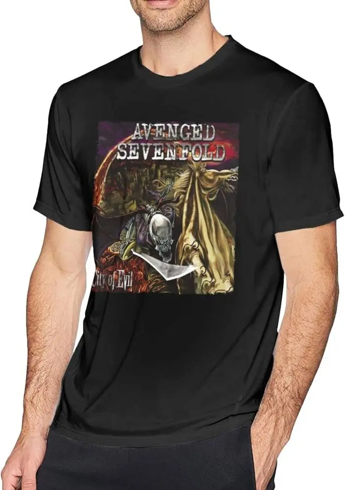 Men's Avenged Music Theme Sevenfold City of Evil T Shirts  Short-Sve Shirt Anime Graphic T-shirts for Men Clothing Women Tees Y2