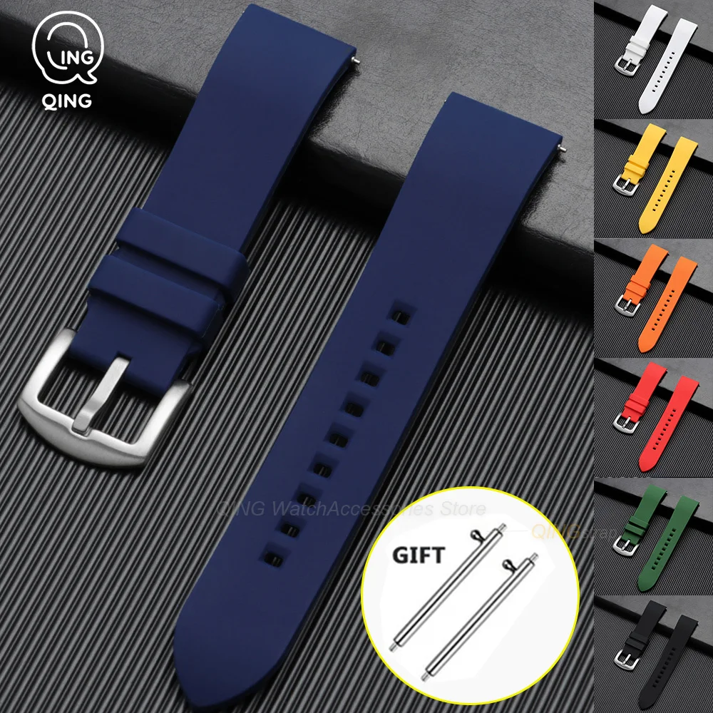 18mm 19mm 20mm 21mm 22mm 24mm Soft Silicone Watchband Men Sports Watrproof Strap for Rolex for Seiko Watch Replacement Watchband