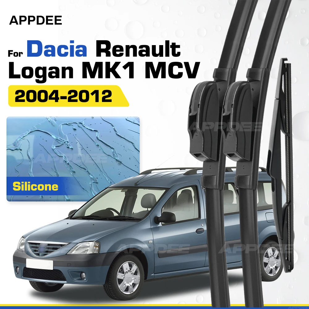 Front & Rear Wiper Blades Silicone & Rubber LHD&RHD Set For Dacia Renault Logan MK1 MCV 2004-2012 Coated Windshield Windscreen B