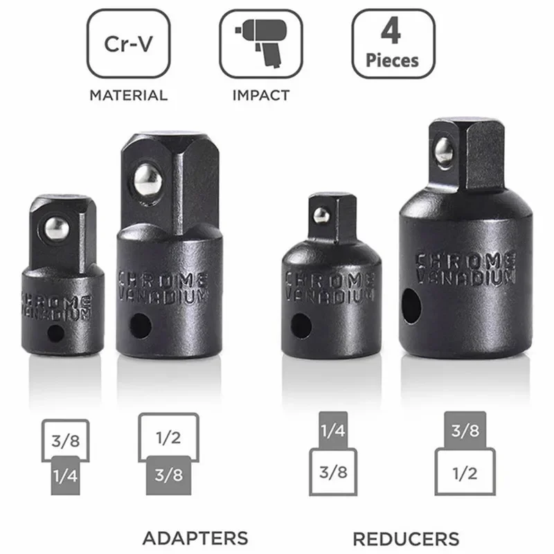 4 /8/12PCS Impact Socket Adapter And Reducer Set Extension Set Socket Drill Adapter Turns Power Drill Into High Speed Nut Driver