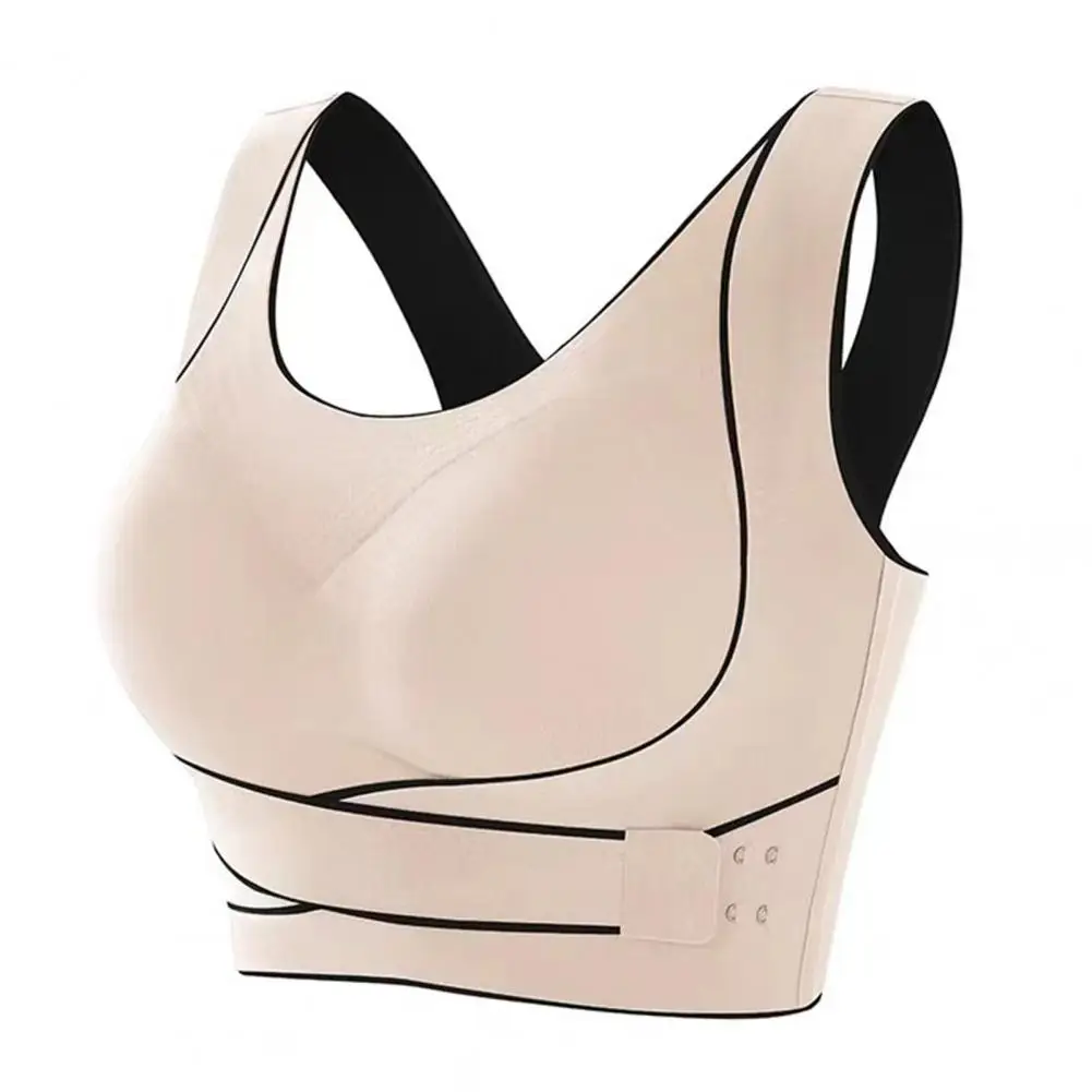 Women Bra Shockproof Back Correction Elastic Push-up Bra Anti-snagging Cross Strap Closure Padded Wireless Lady Sport Bra image 5