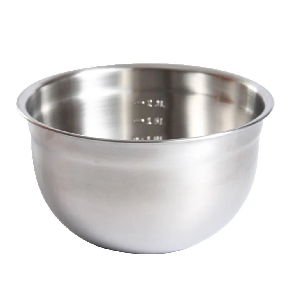 

2.6L Stainless Steel Mixing Bowl Deep With Measurement Marks Fruit Salad Egg Beating Container Dishwasher Safe Rustproof Baking