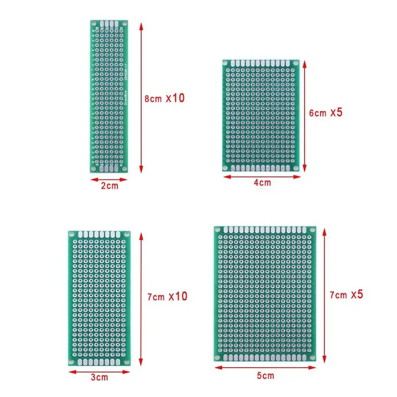 40pcs 5x7 4x6 3x7 2x8 Double Side Prototype PCB Printed Circuit Board Soldering Board Terminal Straight Single Row Assort Kit