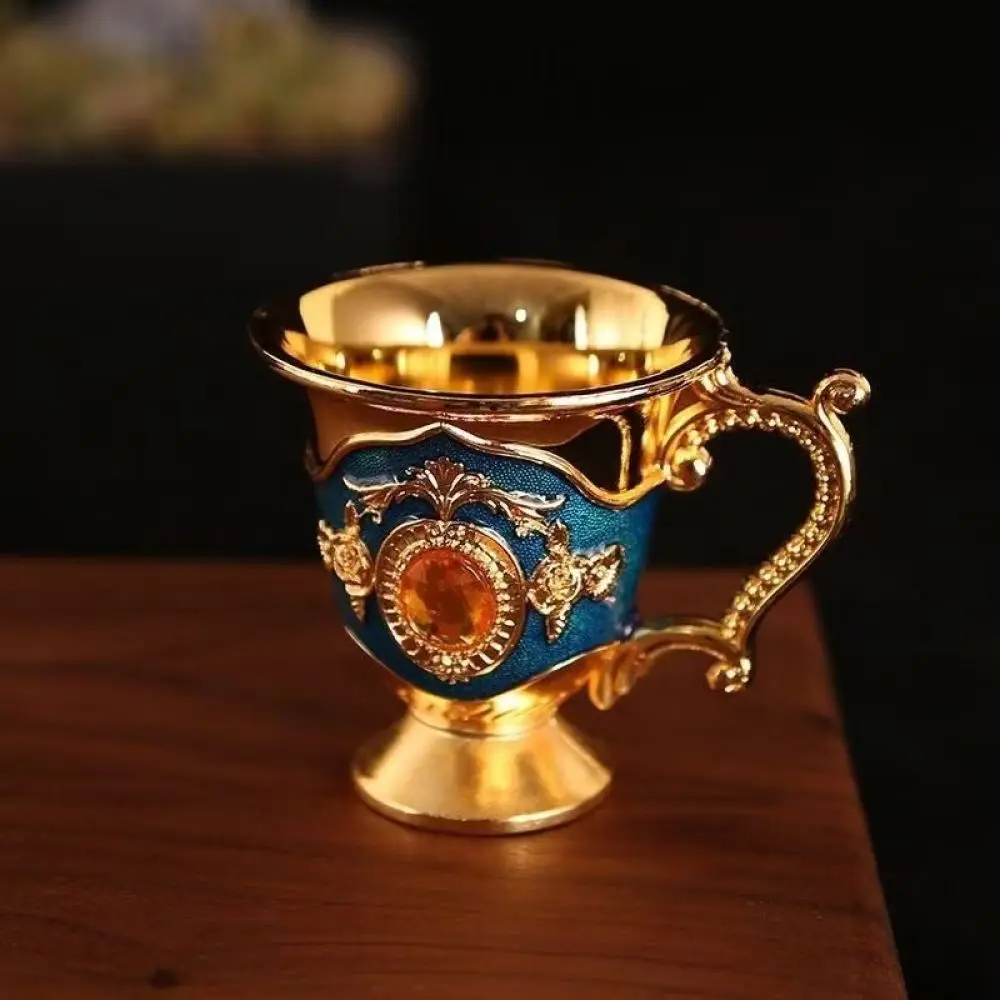 Retro Luxury Wine Goblet Zinc Alloy Stemmed Cup Small Liquor Glasses Metal Craft Home Decoration Tabletop Accessories
