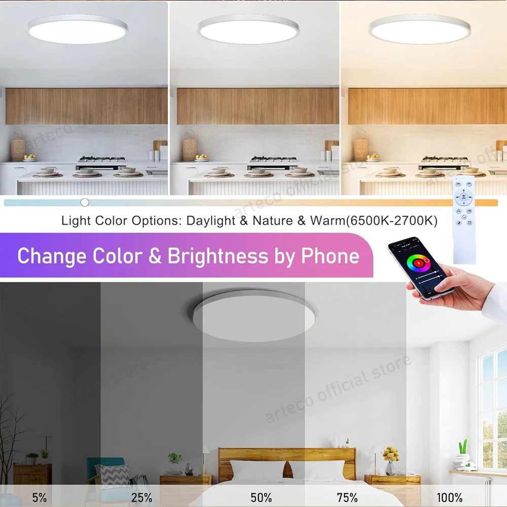 24W 40W Bluetooth/Wifi/Zigbee Smart Ceiling Led Lights RGB Tuya APP Control Ceiling Lamp For Bedroom Home Decor Works With Alexa