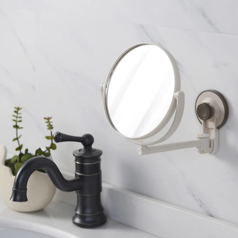 Bester Badespiegel, Kosmetikspiegel, 1 x/3 x Vergrößerung, Saugnapf, verstellbarer Make-up-Spiegel, doppelseitiger Badezimmerspiegel