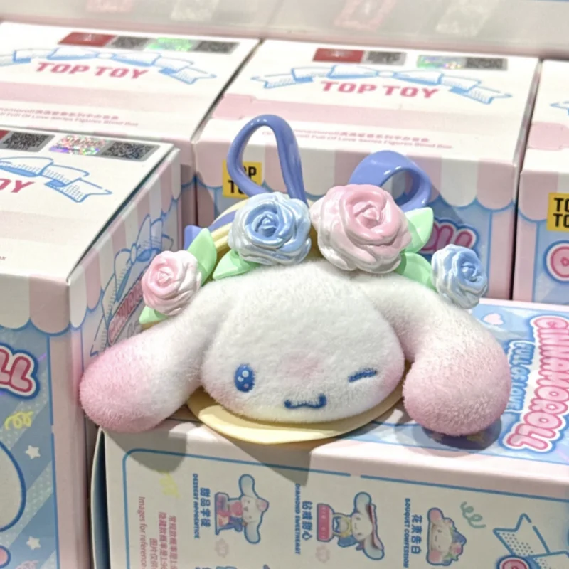 新入荷-本物-シナモロール-フルオブラブシリーズ-ブラインドボックス-可愛いフロッキーフィギュア-デスクトップオーナメントデコレーション-サプライズギフト