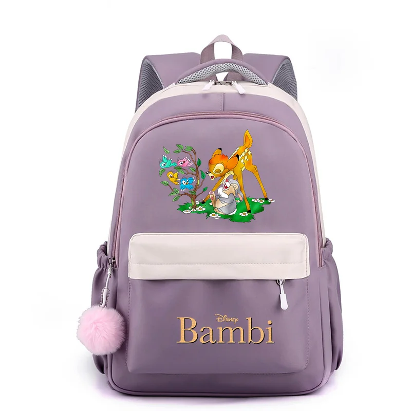 Disney Bambi Popular Kids Teenager School Bags High Capacity Fashion Student Backpack Cute Girl Travel Knapsack Mochila