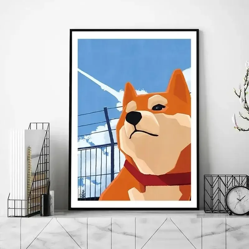 Cute Shiba Inu Lost Luxury POSTER Canvas Poster Prints Art Wall Pictures Living Room Home Decoration Small