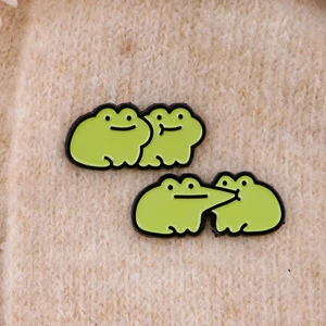 Lindo alfiler de la rana Pin de la placa del broche del broche del broche insignia de la solapa en la mochila accesorios de joyas de animales regalos de cumpleaños 10 mejores joyas de rana de ventas - №3